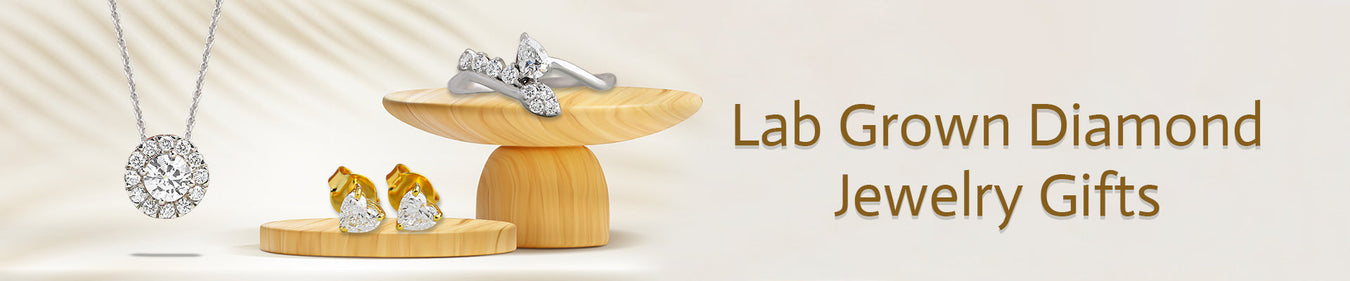 lab grown diamond jewelry gifts including rings, pendants, and earrings at affordable price.