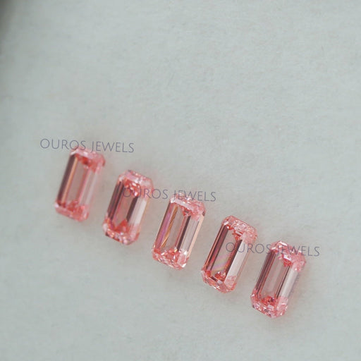 0.24 Carat Each Pink Emerald Cut Lab Grown Diamond Ouros Jewels