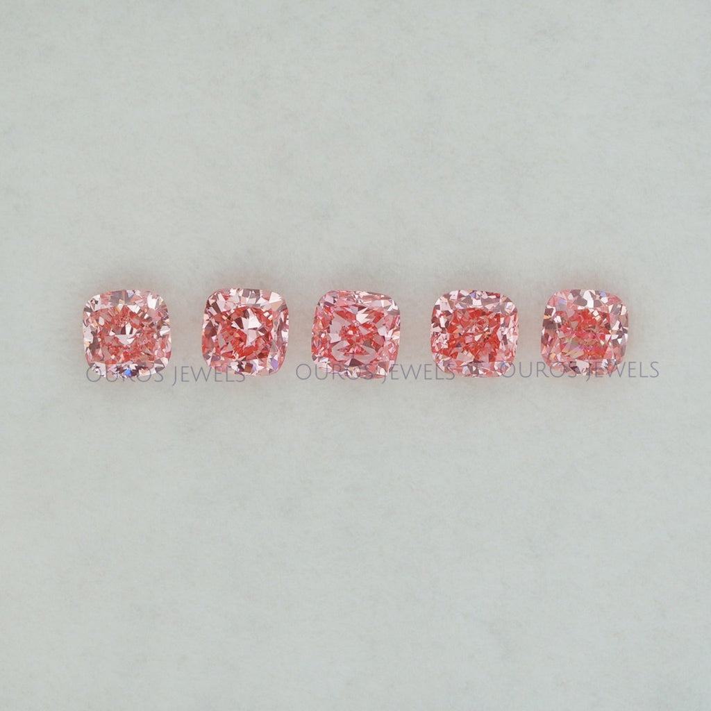 0.25 Carat Each Cushion Pink Cut Lab  Diamond Ouros Jewels