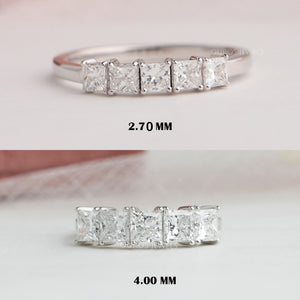 Five Stone Princess Cut Lab Grown Diamond Ring