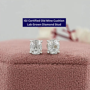 Antique Old Mine Cushion Diamond Earrings