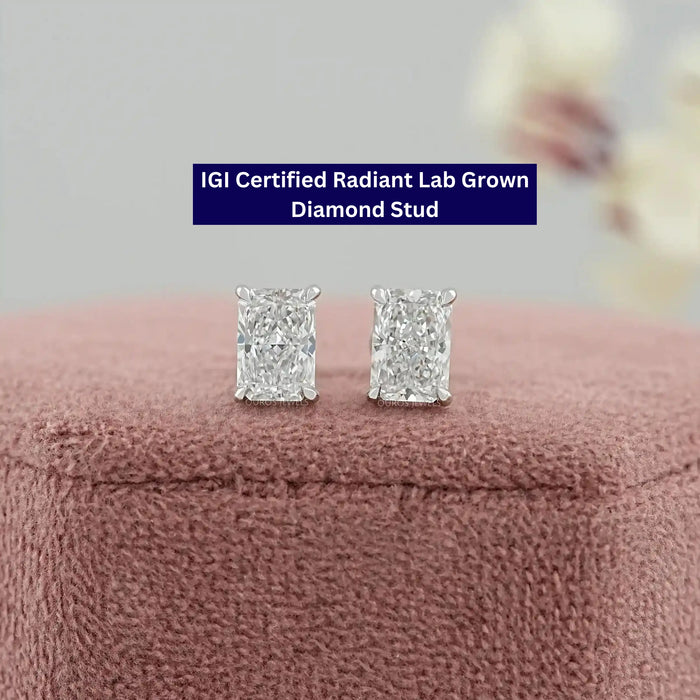 IGI Certified Radiant Cut Diamond Studs