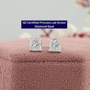 4 Prong Princess Cut Diamond Studs