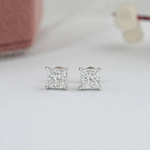 4 Prong Princess Cut Diamond Studs