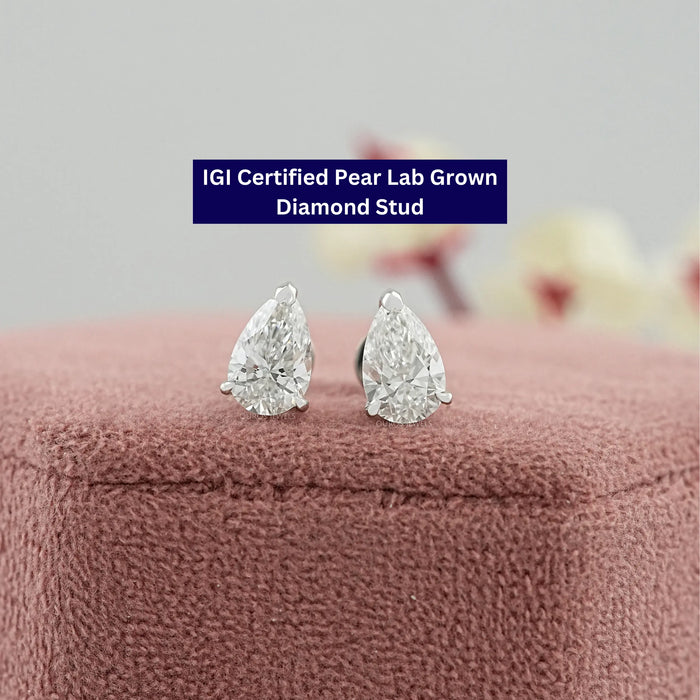 Pear Cut Solitaire Diamond Stud Earrings