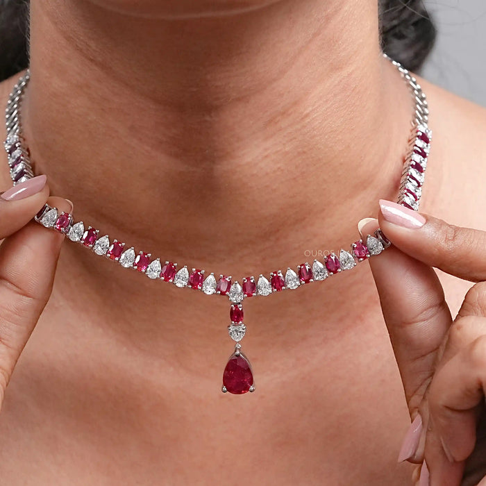 Ruby Gemstone & Lab Grown Diamond Necklace