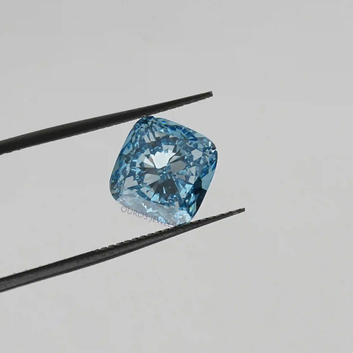 blue cushion cut diamond 