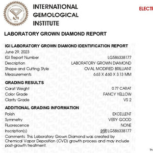 Light Yellow Oval Loose Lab-Grown  Diamond