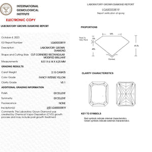 Loose Yellow Radiant Cut Lab Certified Diamond