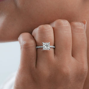 Princess Cut Solitaire Accent Diamond Engagement Ring