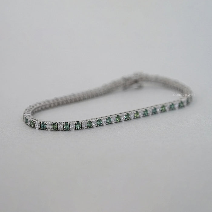 Green Oval Cut Lab Diamond Tennis Bracelet