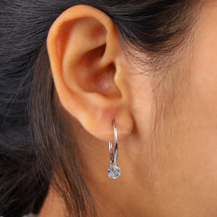 Hexagonl Diamond Drop Earrings