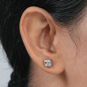 Asscher Cut Lab Made Diamond Stud Earrings