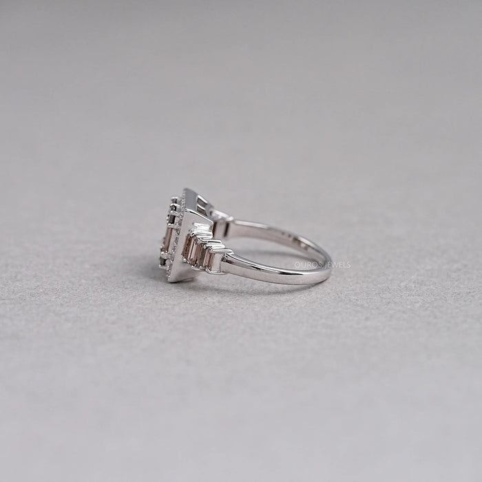 Baguette Cluster Halo Diamond Ring