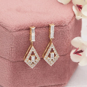 [Baguette Diamond Drop Earrings]-[Ouros Jewels]