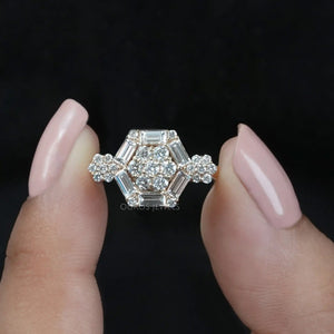 [Baguette Cut Diamond Engagement Ring]-[Ouros Jewels]