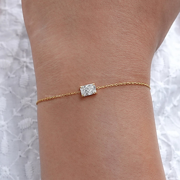 Radiant Cut Solitaire Diamond Charm Bracelet