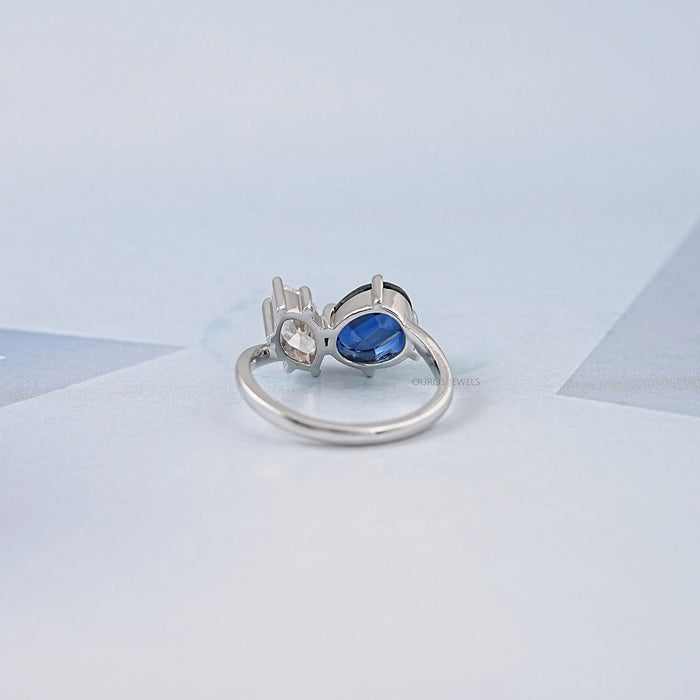 Sapphire Oval & Marquise Diamond Two Stone Toi Et Moi Ring