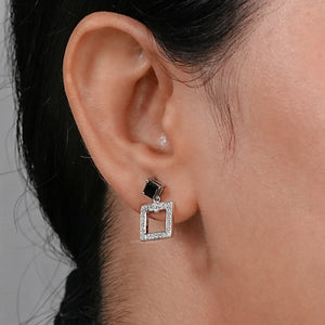 Black Princess Cut Lab Diamond Drop Earrings