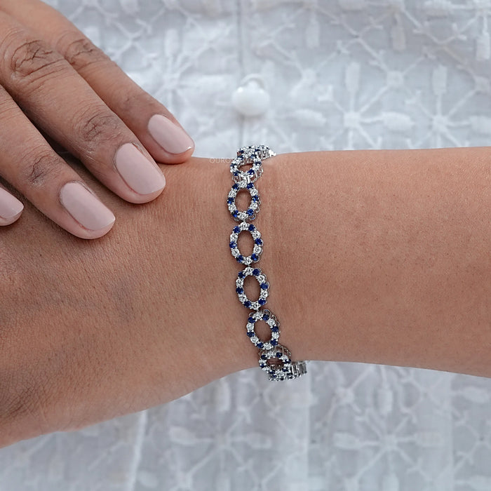 Elegant Blue Sapphire and Diamond Bracelet