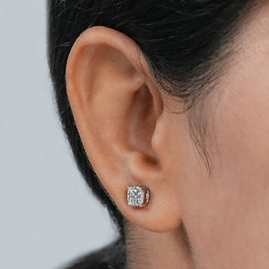 Cushion Cut Synthetic Diamond Solitaire Stud