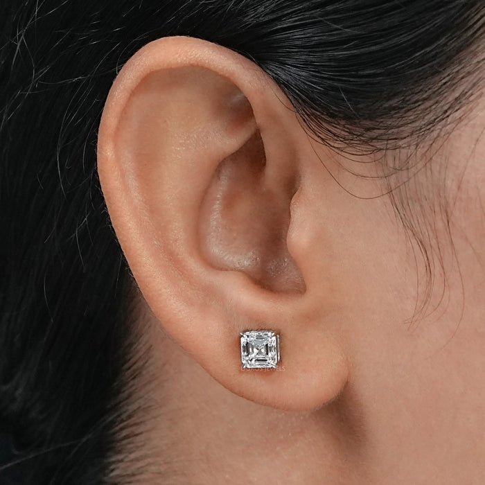 Asscher Cut Lab Made Diamond Stud Earrings