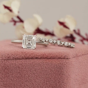 square emerald cut wedding ring set