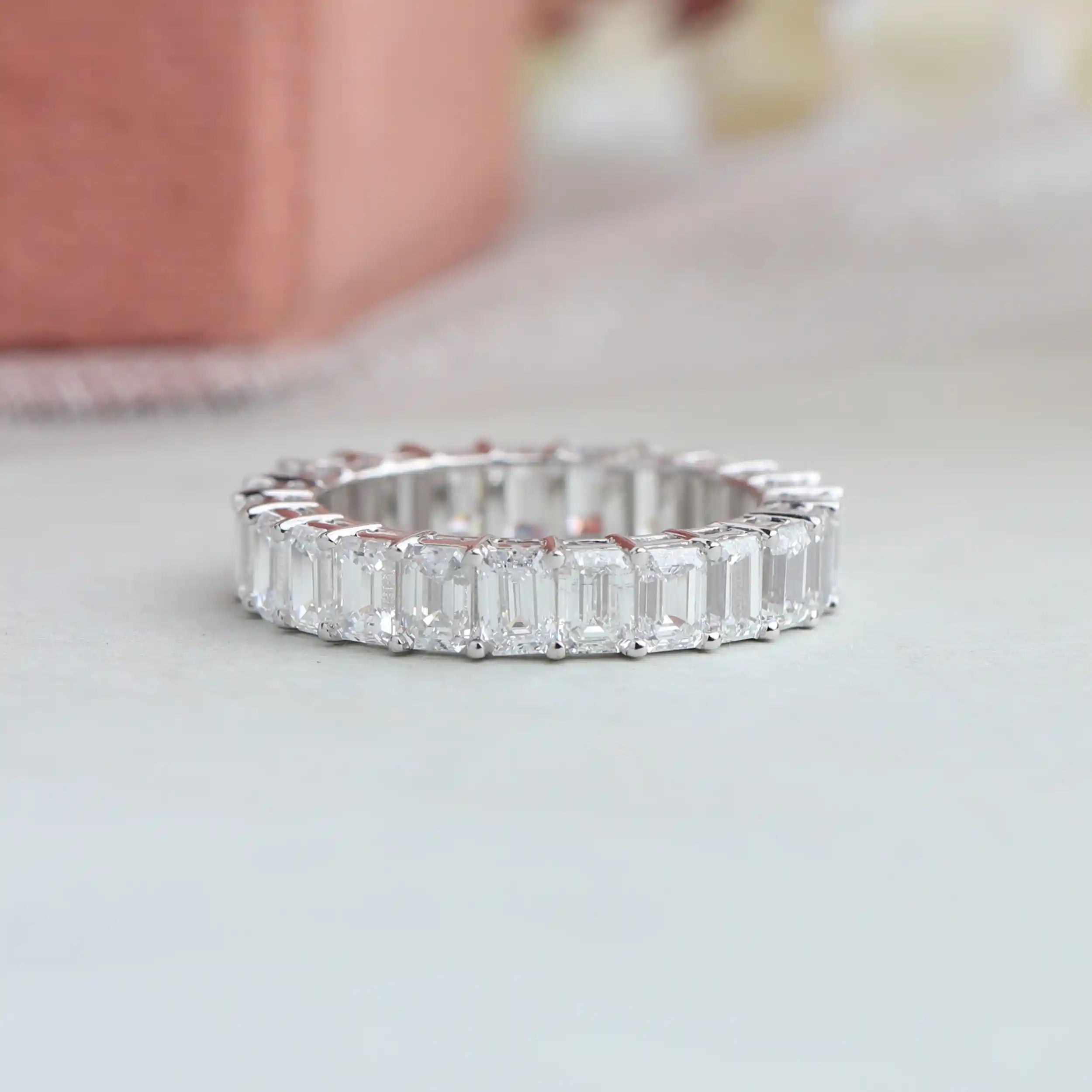 Emerald Lab Grown Diamond Full Eternity Wedding Band