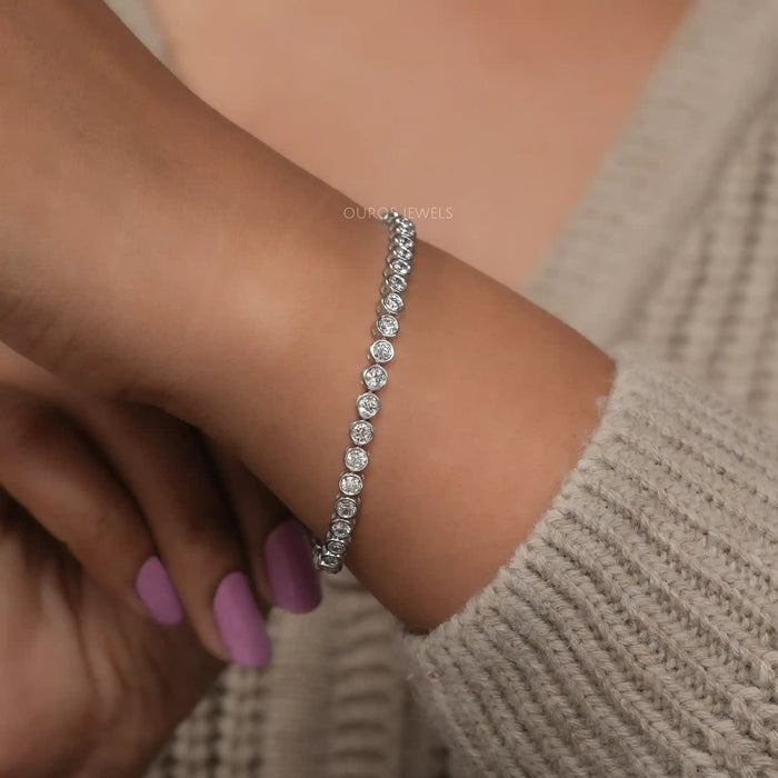 Bezel Set Round Diamond Tennis Bracelets