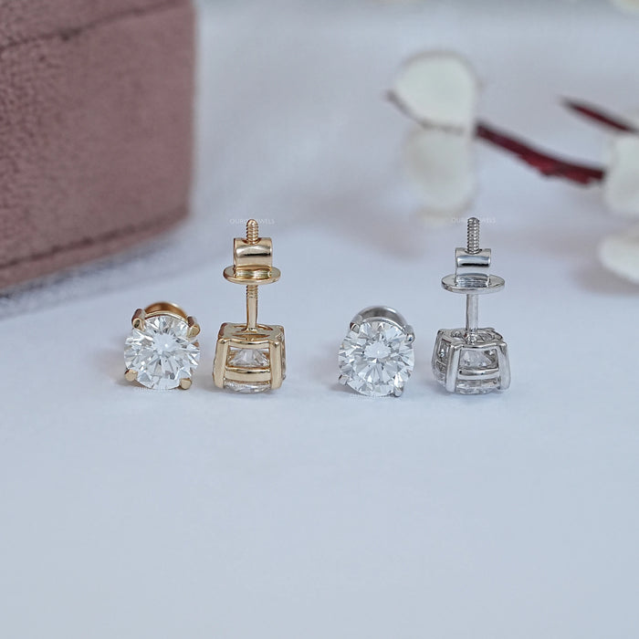 Round Cut Lab Grown Diamond Stud Earrings