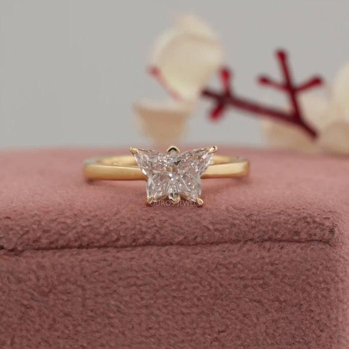 Pink Butterfly Cut Diamond Solitaire Wedding Ring