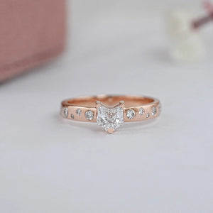 Cat Face Cut Lab diamond Engagement Ring