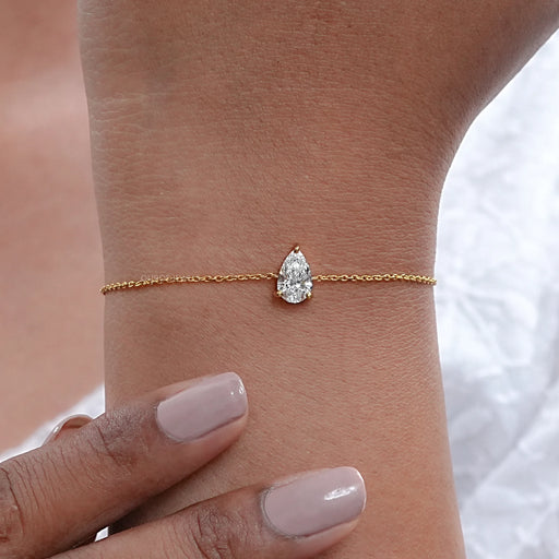 Pear-Shaped Solitaire Diamond Bracelet