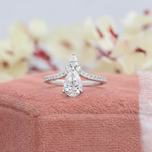 Chevron Shaped Pear Diamond Wedding Ring