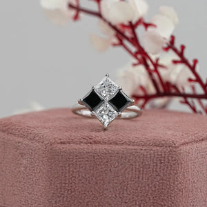 Princess Cut Black Diamond Anniversary Rings