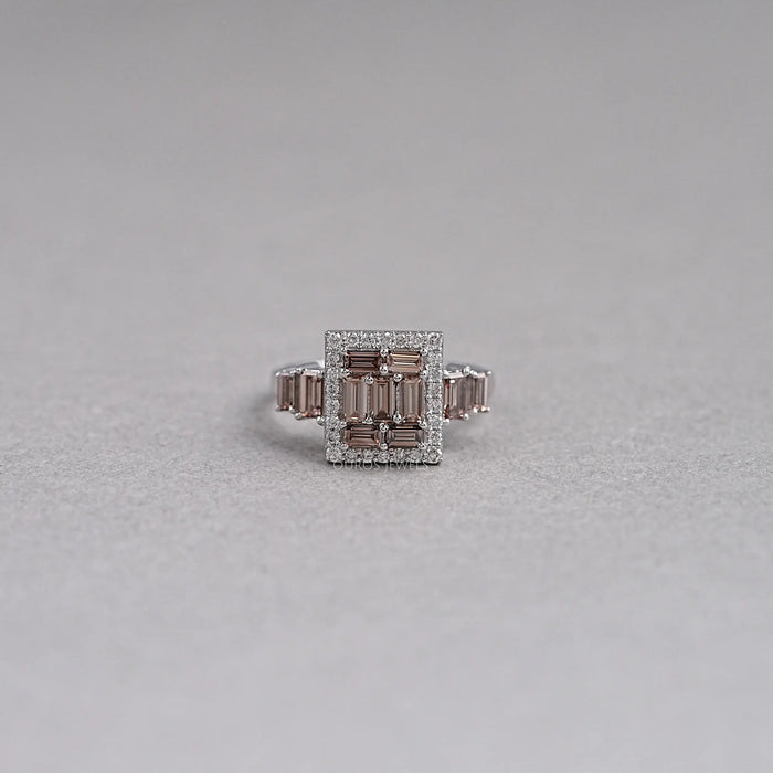 Baguette Cluster Halo Diamond Ring