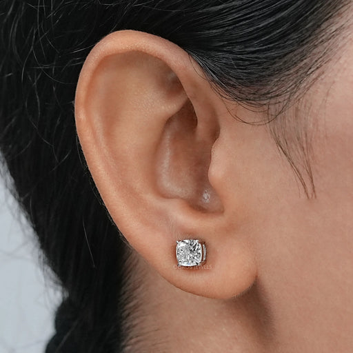 Cushion Cut Synthetic Diamond Solitaire Stud