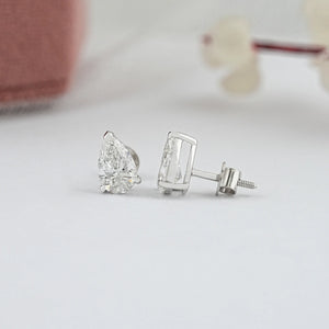 Pear Cut Solitaire Diamond Stud Earrings