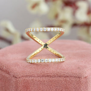 Crisscross Style Round Lab Diamond Bridal Ring