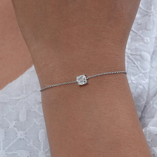 Cushion Cut Lab Diamond Solitaire Bracelet