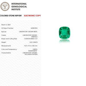 Colombian Emerald Cushion Lab Made Gemstone