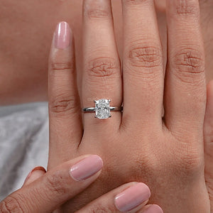 Hidden Halo Cushion Cut Diamond Solitaire Ring