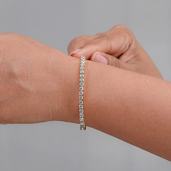 Round Cut Lab Diamond Half Tennis Bracelet