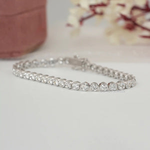 Round Cut Lab Grown Diamond Bezel Set Tennis Bracelet