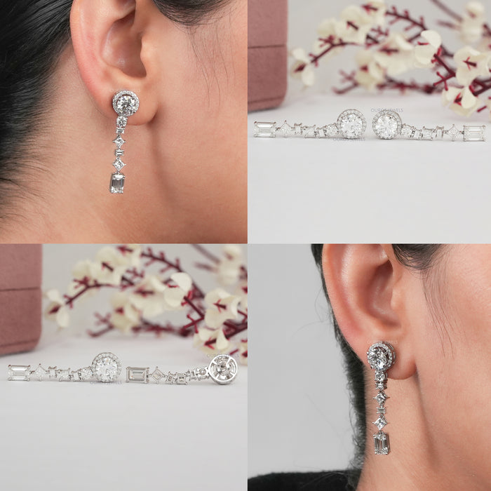 Mixed Shape Lab Diamond Drop Earrings