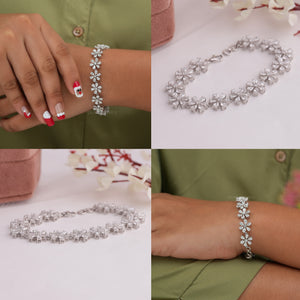 Flower Style Pear Lab Made Diamond Bracelet