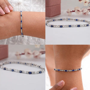 Emerald Cut Sapphire And Lab Diamond Bracelet