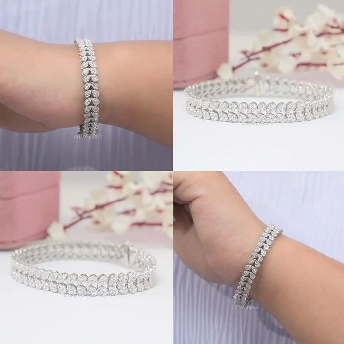 Round Lab Diamond Cluster Tennis Bracelet