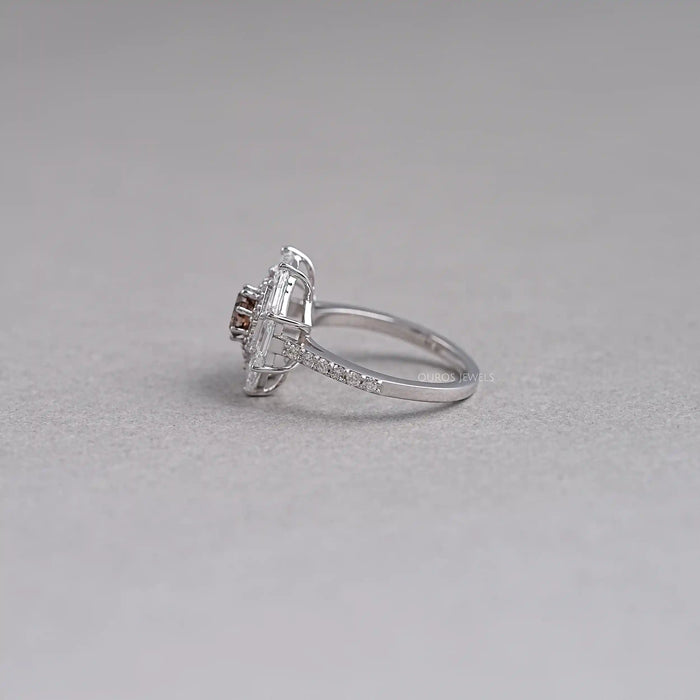 Octagon Brown Diamond Double Halo Ring