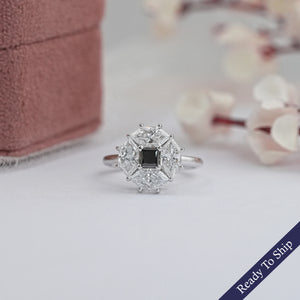 Princess Cut Lab Diamond Halo Dutch Marquise Ring